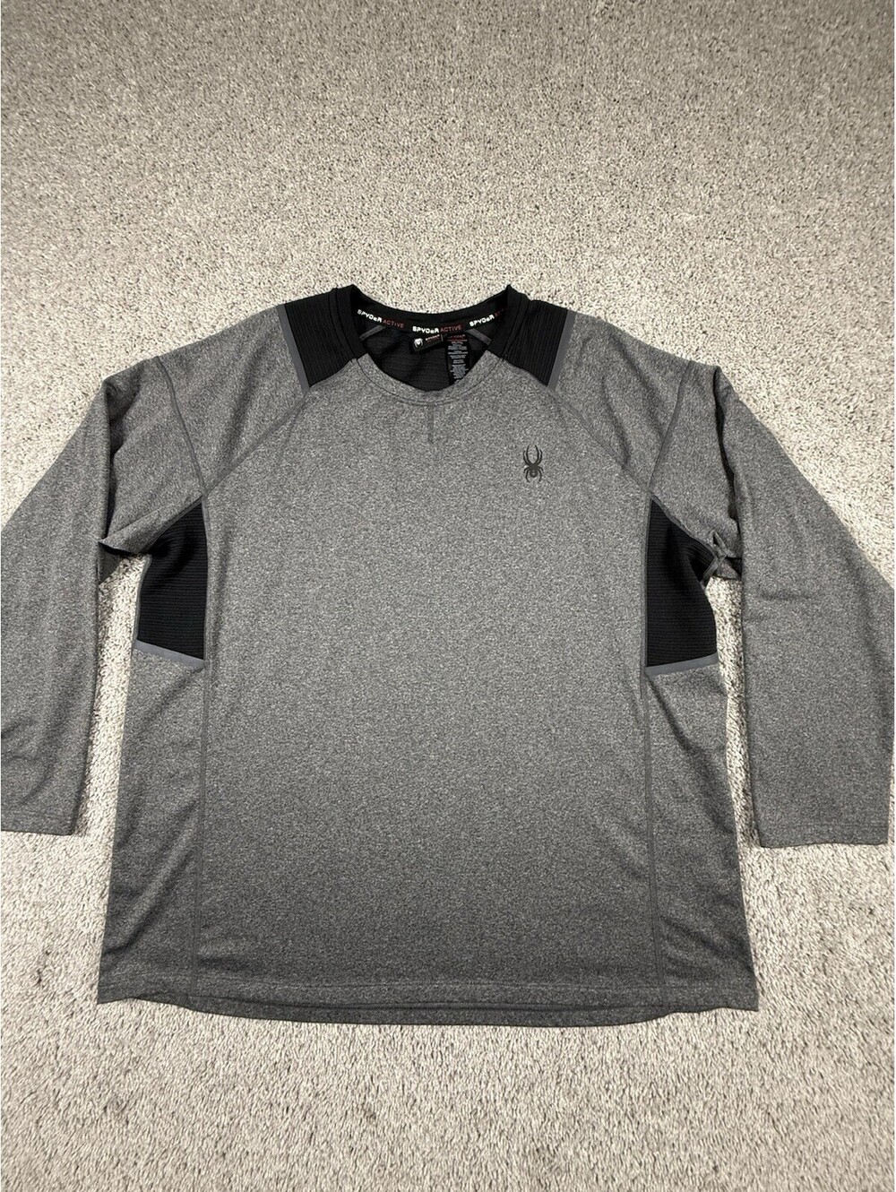 Spyder Active Men's Long Sleeve T Shirt Gray & Black -  2XL